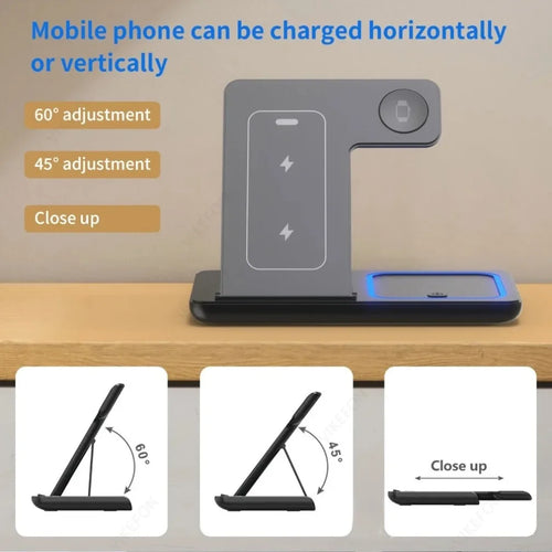 Vikefon Foldable 3-in-1 Wireless Charging Station